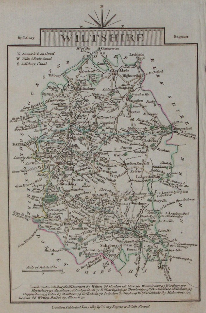 Map of Wiltshire - Cary